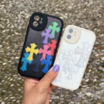 Chrome Hearts Gothic Y2K Cross Leather iPhone Case